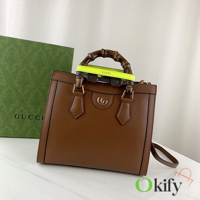 Okify Gucci Diana Small Tote Bag Brown With Green Handle Shaper 27x24x11cm 660195 - 1