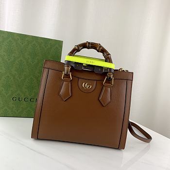 Okify Gucci Diana Small Tote Bag Brown With Green Handle Shaper 27x24x11cm 660195