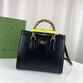 Okify Gucci Diana Small Tote Bag Black With Green Handle Shaper 27x24x11cm 660195