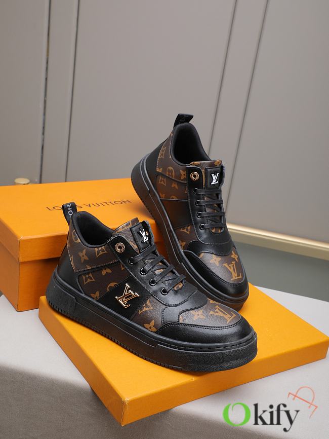 Okify Louis Vuitton Two-Tone Logo Print Brown Men Sneakers - 1