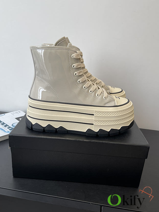 Okify CC Gray Platform High-Top Casual Women Sneakers 6cm - 1