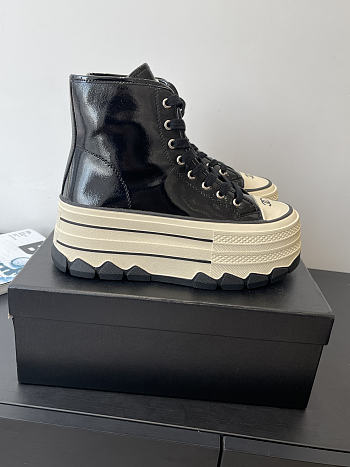 Okify CC Black Platform High-Top Casual Women Sneakers 6cm