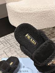Okify Prada Black Wool Women Slippers With Thick Soles And Covered Toe 1 - 5