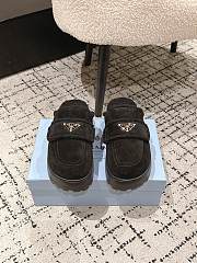 Okify Prada Black Wool Women Slippers With Thick Soles And Covered Toe 1 - 3