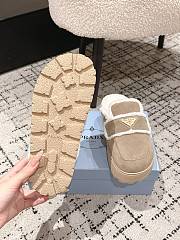 Okify Prada Beige Wool Women Slippers With Thick Soles And Covered Toe 1 - 3