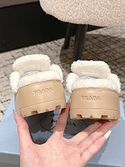 Okify Prada Beige Wool Women Slippers With Thick Soles And Covered Toe 1 - 5