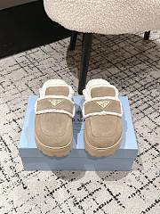 Okify Prada Beige Wool Women Slippers With Thick Soles And Covered Toe 1 - 2