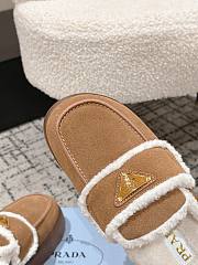 Okify Prada Brown Wool Women Slippers With Thick Soles And Covered Toe 2 - 6