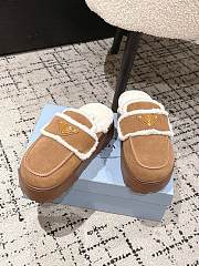 Okify Prada Brown Wool Women Slippers With Thick Soles And Covered Toe 2 - 5