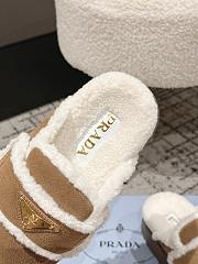 Okify Prada Brown Wool Women Slippers With Thick Soles And Covered Toe 2 - 4