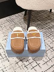 Okify Prada Brown Wool Women Slippers With Thick Soles And Covered Toe 2 - 3