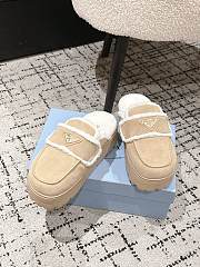 Okify Prada Cream Wool Women Slippers With Thick Soles And Covered Toe 2 - 6