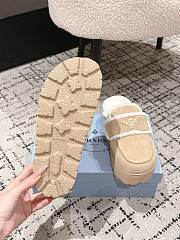 Okify Prada Cream Wool Women Slippers With Thick Soles And Covered Toe 2 - 5