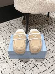 Okify Prada Cream Wool Women Slippers With Thick Soles And Covered Toe 2 - 4