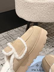 Okify Prada Cream Wool Women Slippers With Thick Soles And Covered Toe 2 - 2