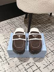 Okify Prada Dark Brown Wool Women Slippers With Thick Soles And Covered Toe 2 - 6