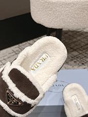 Okify Prada Dark Brown Wool Women Slippers With Thick Soles And Covered Toe 2 - 3