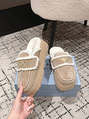 Okify Prada Beige Wool Women Slippers With Thick Soles And Covered Toe 2 - 6
