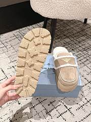 Okify Prada Beige Wool Women Slippers With Thick Soles And Covered Toe 2 - 5