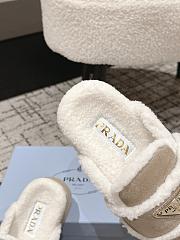 Okify Prada Beige Wool Women Slippers With Thick Soles And Covered Toe 2 - 4