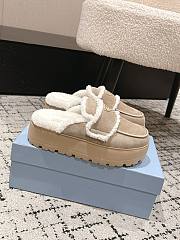 Okify Prada Beige Wool Women Slippers With Thick Soles And Covered Toe 2 - 1
