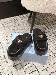 Okify Prada Black Wool Women Slippers With Thick Soles And Covered Toe 2 - 5