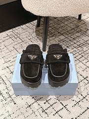 Okify Prada Black Wool Women Slippers With Thick Soles And Covered Toe 2 - 3