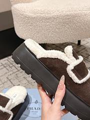 Okify Prada Dark Brown Wool Women Slippers With Thick Soles And Covered Toe 1 - 5