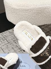 Okify Prada Dark Brown Wool Women Slippers With Thick Soles And Covered Toe 1 - 2