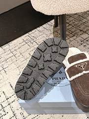 Okify Prada Dark Brown Wool Women Slippers With Thick Soles And Covered Toe 1 - 4