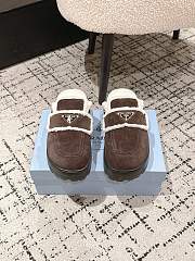 Okify Prada Dark Brown Wool Women Slippers With Thick Soles And Covered Toe 1 - 3