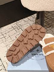 Okify Prada Brown Wool Women Slippers With Thick Soles And Covered Toe 1 - 5