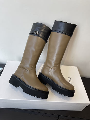 Okify Celine Olive Brown Woman Rider Boots