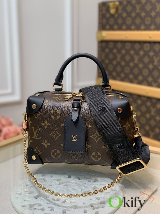 Okify Louis Vuitton Petite Malle Souple Black M45571 20x14x7.5cm - 1