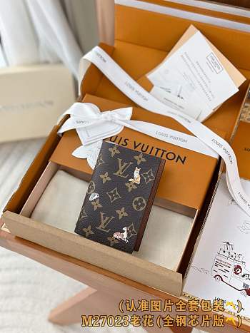 Okify Louis Vuitton Brown Animal Passport Cover M27023 14x10x2.5cm