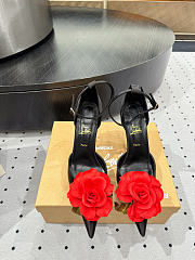 Okify Christian Louboutin Rose Black Satin Heels 11.5cm - 3
