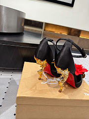 Okify Christian Louboutin Rose Black Satin Heels 11.5cm - 4