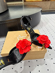 Okify Christian Louboutin Rose Black Satin Heels 11.5cm - 5
