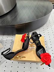 Okify Christian Louboutin Rose Black Satin Heels 11.5cm - 6