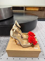 Okify Christian Louboutin Rose Beige Satin Heels 11.5cm - 4
