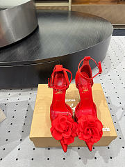 Okify Christian Louboutin Rose Red Satin Heels 11.5cm - 6