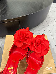 Okify Christian Louboutin Rose Red Satin Heels 11.5cm - 5