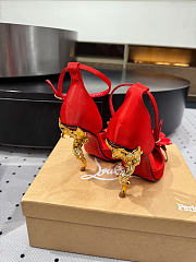 Okify Christian Louboutin Rose Red Satin Heels 11.5cm - 3