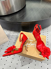 Okify Christian Louboutin Rose Red Satin Heels 11.5cm - 2
