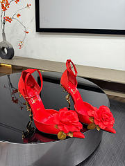 Okify Christian Louboutin Rose Red Satin Heels 11.5cm - 1