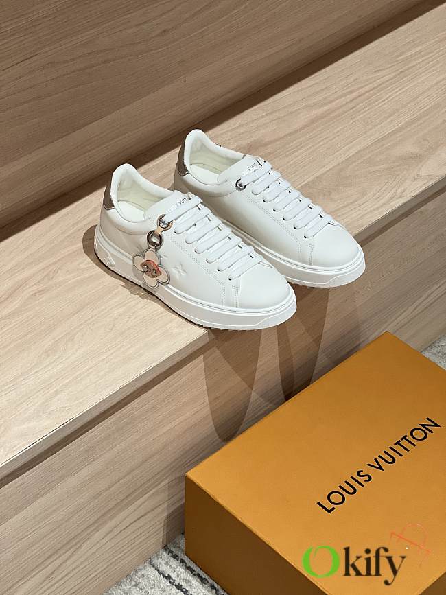 Okify Louis Vuitton Time Out Women Sneakers With Silver Charm - 1