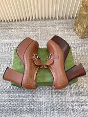 Okify Gucci Brown Platform Chunky Heel Loafers - 2