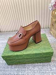 Okify Gucci Brown Platform Chunky Heel Loafers - 6