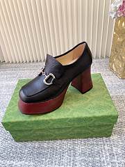 Okify Gucci Black Platform Chunky Heel Loafers - 3