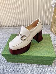 Okify Gucci White Platform Chunky Heel Loafers - 6